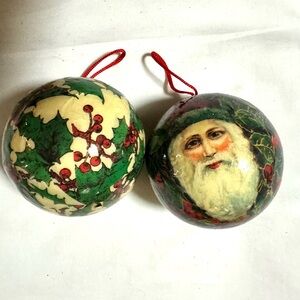 Two large Victorian-style lacquered tree ornaments